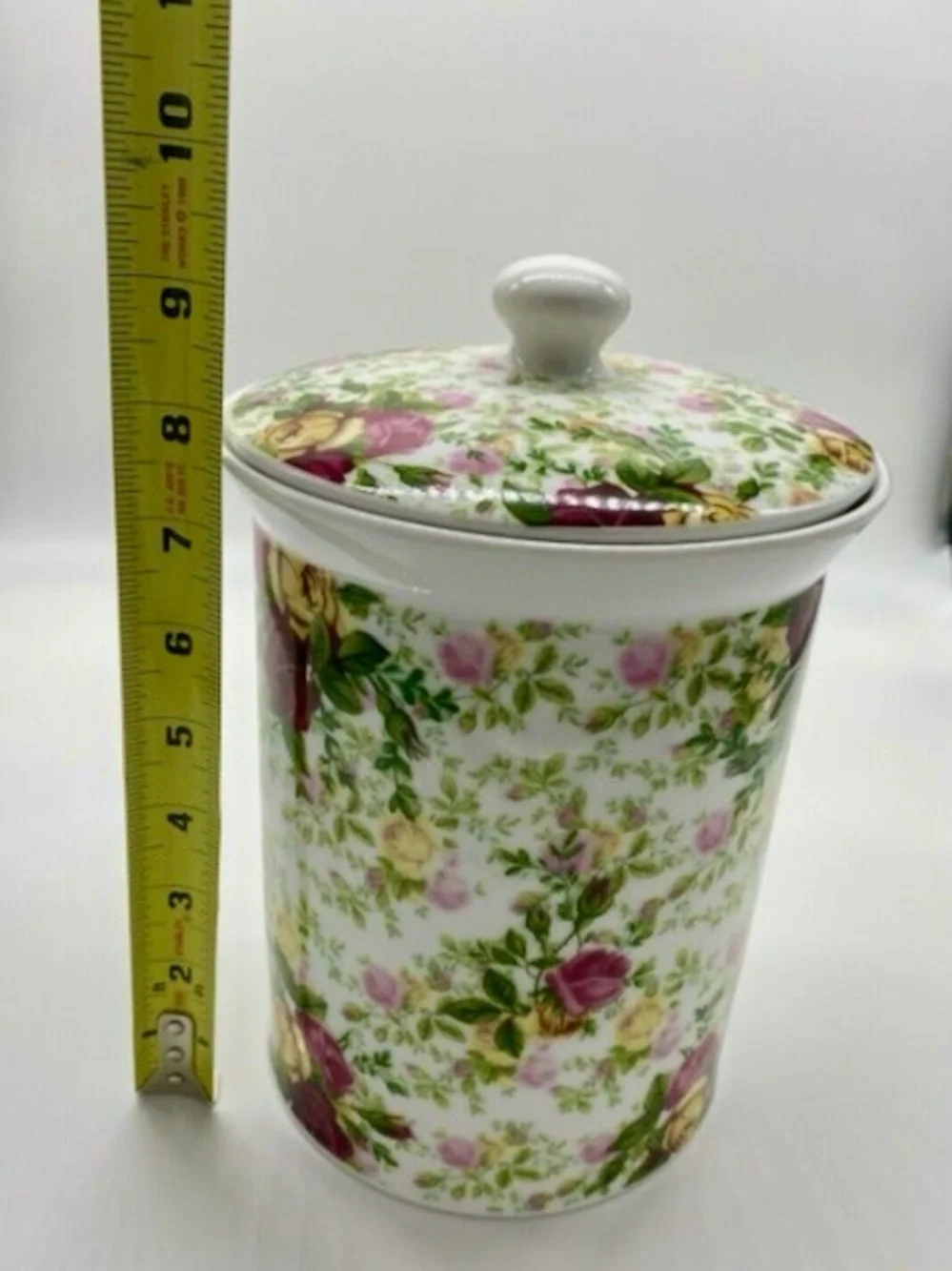 Royal Albert Country Rose Cottagecore Cookie Jar - RARE